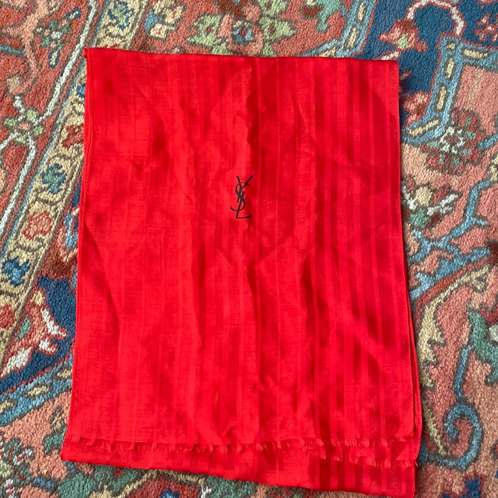 YSL Red Silk Oblong Scarf